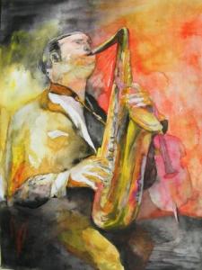 Saxophonist (c) Aquarell von Frank Koebsch