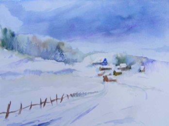 Winterweg (c) Aquarell von Hanka Koebsch