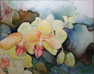 Orchideentraum (c) Aquarell auf Leinwand von Frank Koebsch