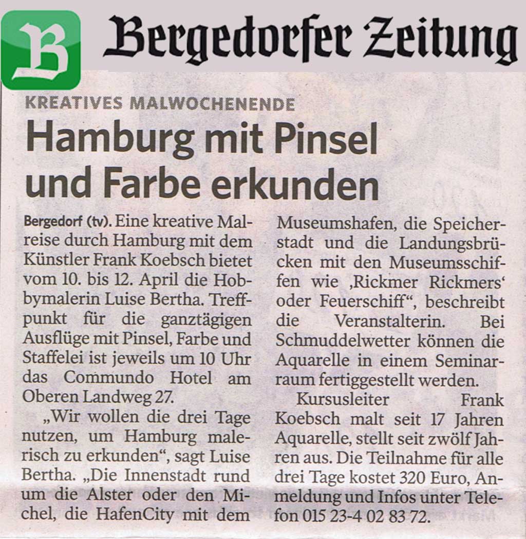 Hamburg mit Pinsel und Farbe erkunden - Bergedorfer Zeitung vom 08.04.2015