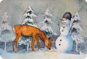 Winter wonderland (c) Miniatur in Aquarell von Frank Koebsch