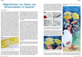 Möglichkeiten von Gesso und Strukturpasten im Aquarell - Artikel von Frank Koebsch in der Palette 2016 - 1 Seite 30