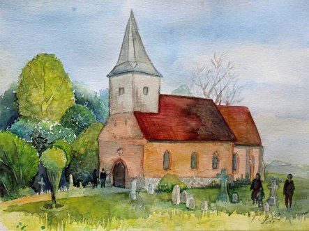 Kirche in Groß Zicker (c) Aquarell von Frank Koebsch