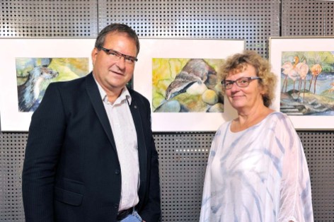 Hanka und Frank Koebsch stellen eine Auswahl ihrer Aquarelle im Atelier Natur des Rostocker Zoos aus