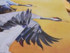 Details aus derm Druck auf Leinwand von dem Kranich Aquarell - Vögel des Glücks (c) FRank Koebsch