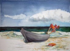 Fischerboot am Strand (c) Aquarell von Frank Koebsch