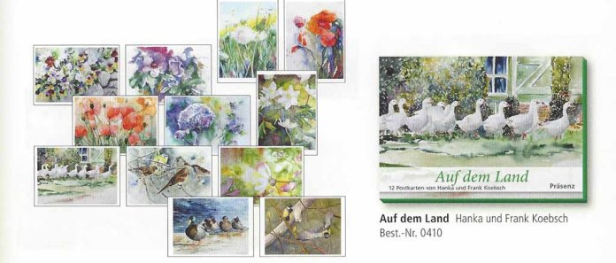 Postkarten Box - Auf dem Land - mit Aquarellen von Hanka Und FRank Koebsch im Herbst- und Winterkatalog des Präsenz Verlages 2018