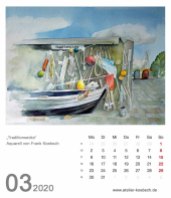 Kalenderblatt März 2020 für den Kalender mit Aquarellen von Hanka & Frank Koebsch
