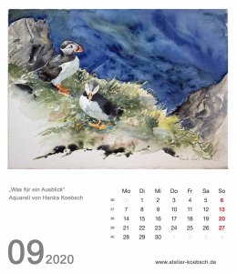 Kalenderblatt September 2020 für den Kalender mit Aquarellen von Hanka & Frank Koebsch
