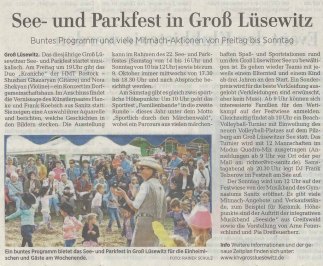 See- und Parkfest in Groß Lüsewitz - Ostsee Zeitung 2019 09 04