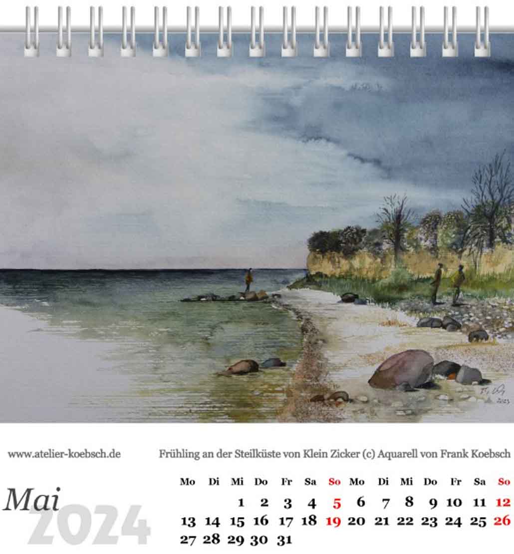 Kalenderblatt Mai 2024 aus dem Kalender mit Aquarellen von Hanka & Frank Koebsch