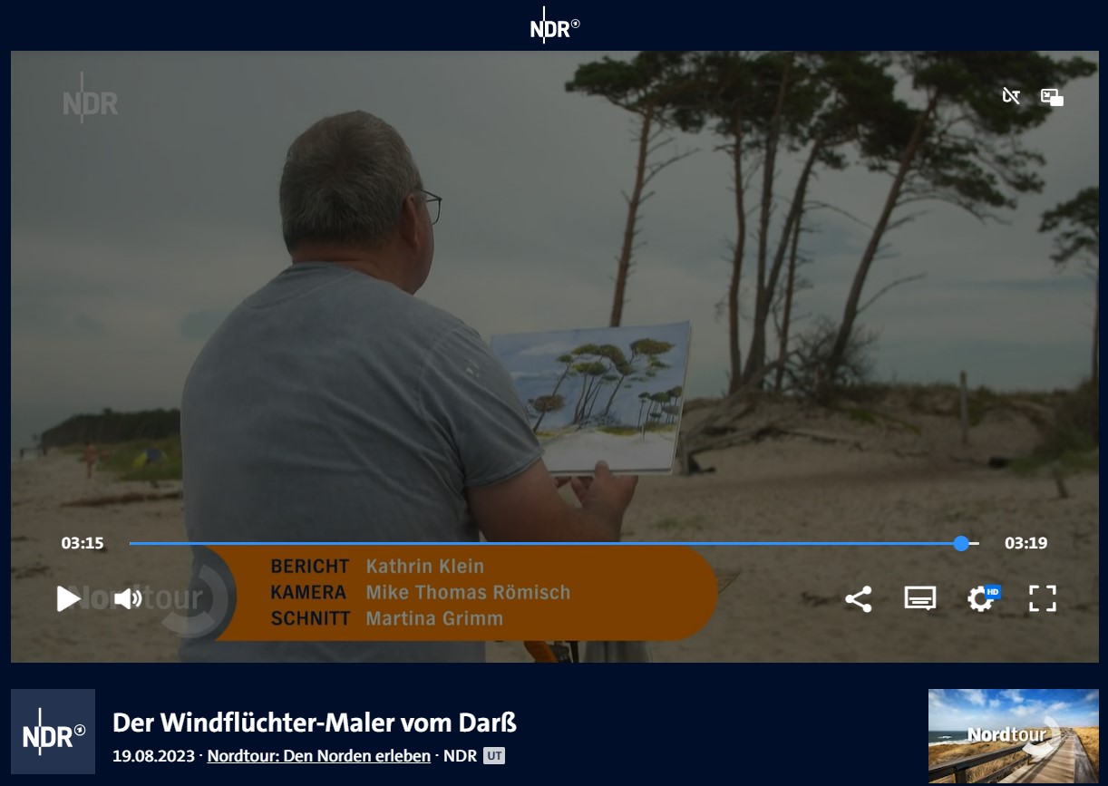 Frank Koebsch malt Windflüchter am Müllerweg - Darßer Weststrand (c) NDR Nordtour vom 19 08 2023 (4)