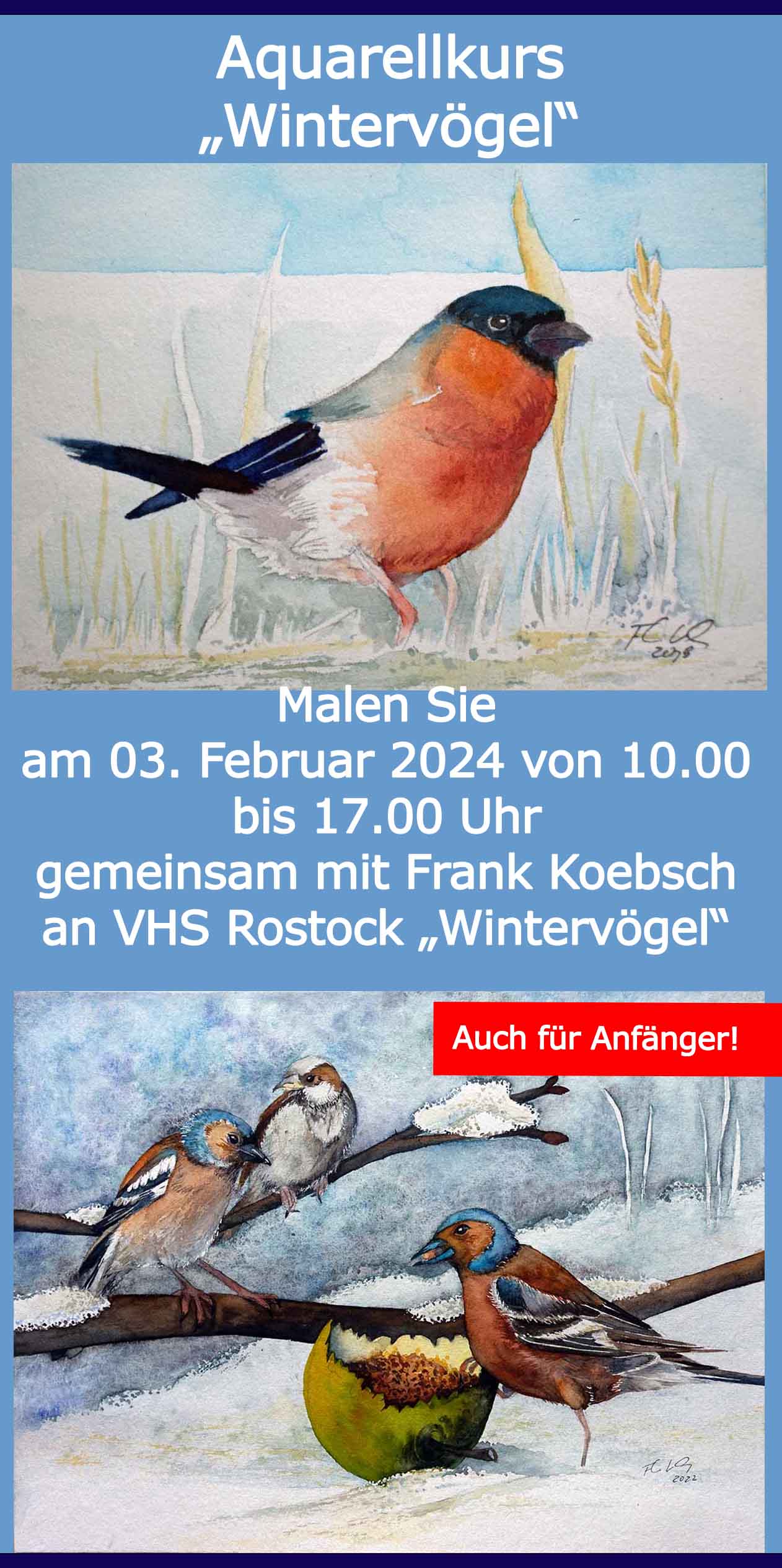 Aquarellkurs "Wintervögel" mit Frank Koebsch